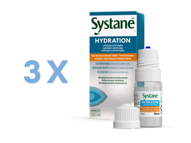 Systane Hydration fri for konserveringsmidler (3 x 10 ml)